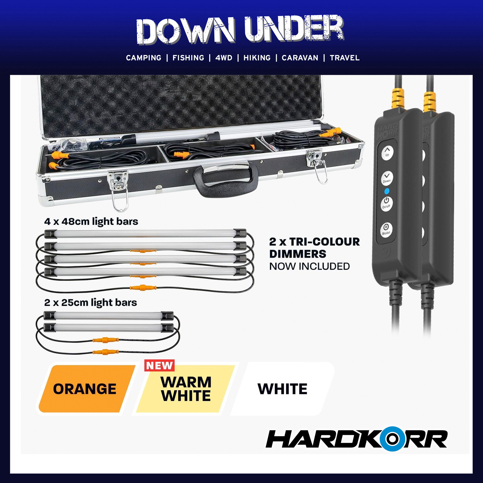 4 Bar Tri-Colour LED Camp Light Kit - Hardkorr Australia