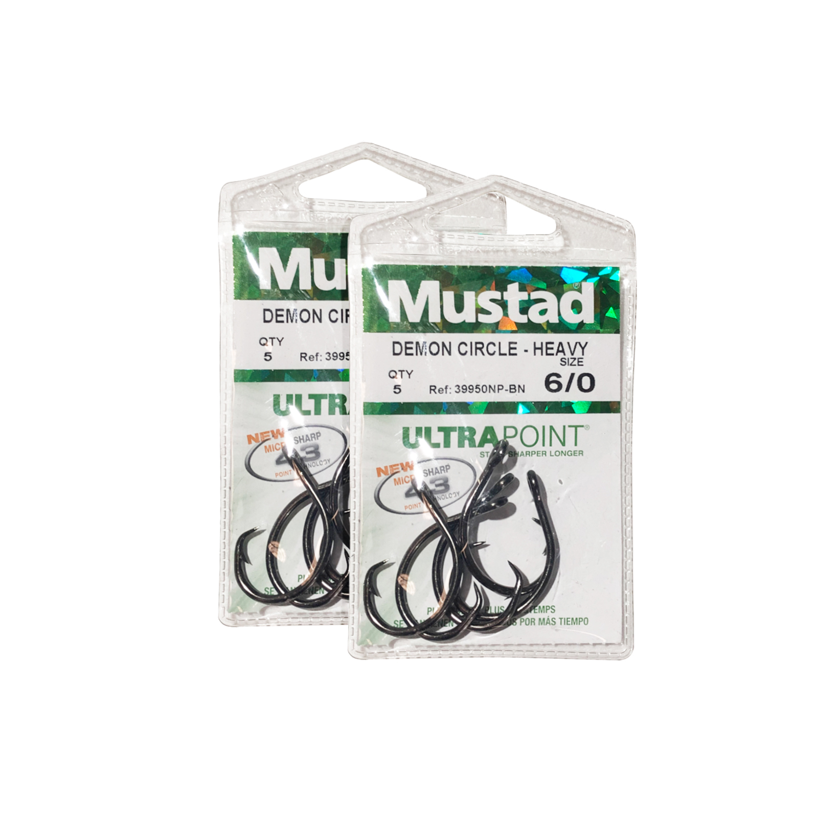 2 X Mustad Demon Circle Hooks Heavy 6/0, Qty 5Pcs