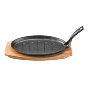 Pyrolux 27cm x 18cm Oval Sizzle Plate with Maple Tray